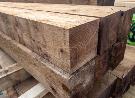 A stack of sawn and prepared pinewood timber.