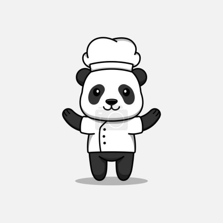 Téléchargez les illustrations : Mignon panda portant l'uniforme de chef - en licence libre de droit