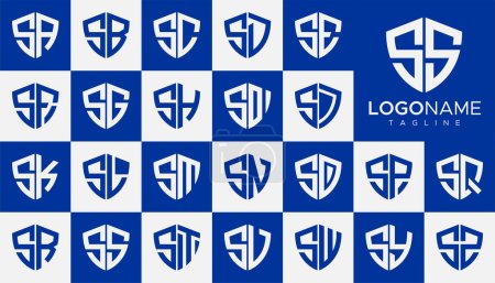 Foto de Set of shield S letter logo design vector. Simple security S logo graphic template set. - Imagen libre de derechos