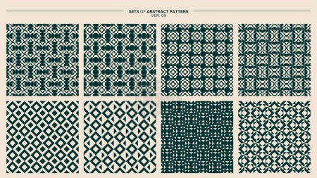 Illustration for Collection of abstract circle and line seamless pattern. Geometric pattern design. - Royalty Free Image
