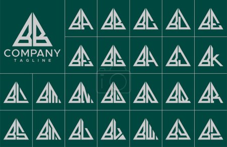 Conjunto de plantillas de diseño de logotipo de letra B triángulo moderno. Línea simple B logotipo inicial de la marca