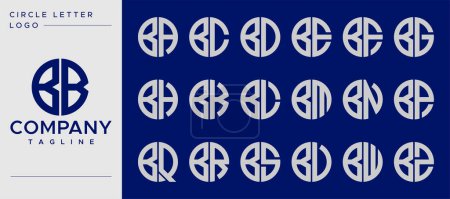 Téléchargez les illustrations : Collection of simple circle letter B logo design vector. B letter mark template set. - en licence libre de droit