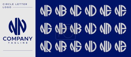 Ilustración de Collection of simple circle letter N logo design vector. N letter mark template set. - Imagen libre de derechos