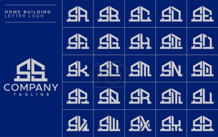 Accueil minimaliste lettre S logo modèle de conception ensemble. Maison SS S lettre logo collection vectorielle.