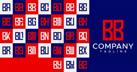 Téléchargez les illustrations : Simple line square letter B logo design. Abstract box BB B letter logo. - en licence libre de droit