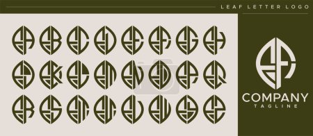 Téléchargez les illustrations : Modern line leaf letter F logo design. Abstract leaf FF F letter logo vector. - en licence libre de droit