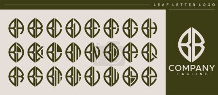 Téléchargez les illustrations : Modern line leaf letter B logo design. Abstract leaf BB B letter logo vector. - en licence libre de droit