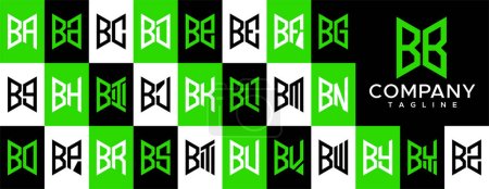 Téléchargez les illustrations : Modern abstract initial BB B letter logo design. Simple B logo vector template set. - en licence libre de droit