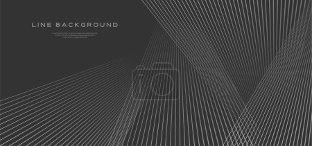 Illustration for Geometric motion sharp lines abstract background. Monochrome blend line design - Royalty Free Image