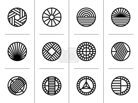 Photo for Minimalist digital line abstract circle logo design. Modern line circle logo set. - Royalty Free Image