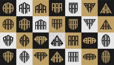 Téléchargez les illustrations : Ensemble de forme abstraite lettre initiale A AAA AAAA logo design - en licence libre de droit