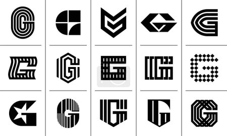 Foto de Letra inicial moderna G icono icono diseño conjunto - Imagen libre de derechos