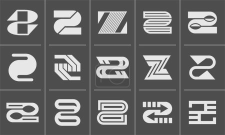 Photo for Minimalist line flat letter Z logo icon design set - Royalty Free Image