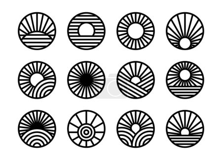 Foto de Conjunto de abstraer línea sol círculo logotipo icono de diseño - Imagen libre de derechos