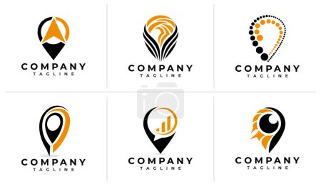 Illustration for Minimalist abstract pin point logo design bundle. - Royalty Free Image