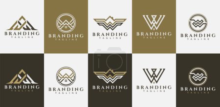 Photo for Luxury business letter W WW logo design set. - Royalty Free Image