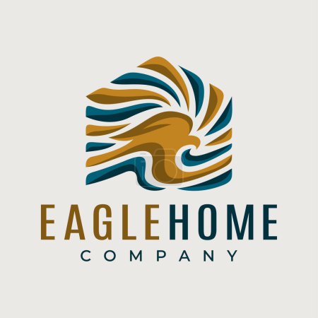 Illustration for Minimalist eagle home logo design template. - Royalty Free Image