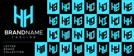 Ilustración de Línea moderna escudo letra H HH logo diseño conjunto. - Imagen libre de derechos