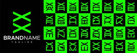 Téléchargez les illustrations : Simple lettre carrée X XX logo ensemble de conception. - en licence libre de droit