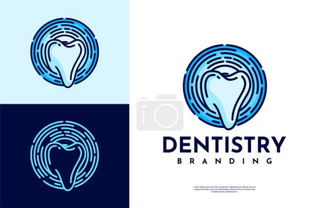 Photo for Colorful technology dental tooth logo design. - Royalty Free Image