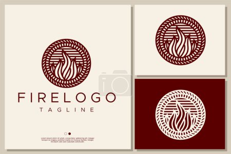 Foto de Vintage línea bon fuego logo diseño vector. - Imagen libre de derechos
