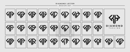 Téléchargez les illustrations : Ligne bijoux diamant lettre K KK logo design ensemble - en licence libre de droit