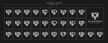 Téléchargez les illustrations : Ensemble de luxe diamant cristal lettre X XX logo design - en licence libre de droit