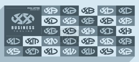Téléchargez les illustrations : Ellipse courbe moderne lettre X XX logo design bundle - en licence libre de droit