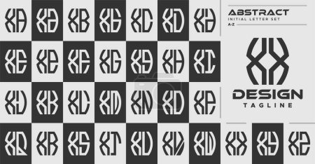 Téléchargez les illustrations : Ligne moderne forme abstraite X XX lettre logo design ensemble - en licence libre de droit