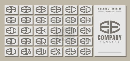 Téléchargez les illustrations : Courbe de ligne minimaliste lettre abstraite E EE logo design set - en licence libre de droit