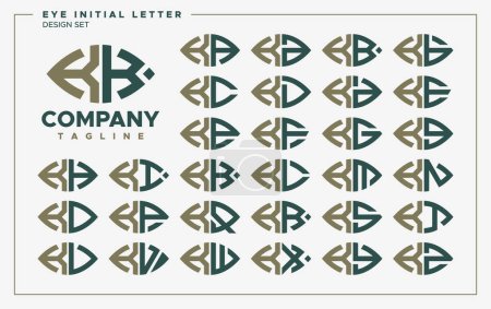 Luxury eye or leaf shape letter K KK logo design set
