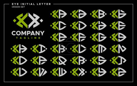 Téléchargez les illustrations : Bundle of line abstrait oeil ou feuille lettre X XX logo design - en licence libre de droit