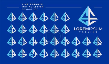 Téléchargez les illustrations : Ligne abstraite pyramide lettre initiale E EE logo design set - en licence libre de droit