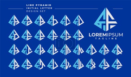 Téléchargez les illustrations : Ligne abstraite pyramide lettre initiale F FF logo design set - en licence libre de droit