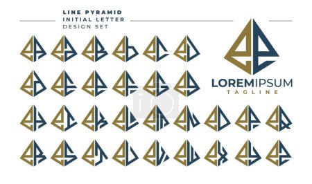Téléchargez les illustrations : Ensemble de pyramide géométrique lettre minuscule E EE logo design - en licence libre de droit