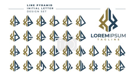 Téléchargez les illustrations : Ensemble de pyramide géométrique lettre X XX logo design - en licence libre de droit