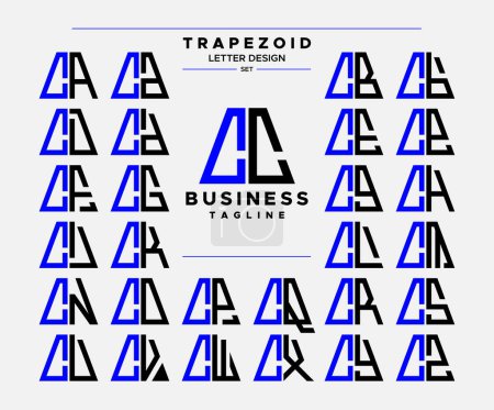 Ilustración de Línea moderna abstracta trapezoidal letra C CC logo diseño conjunto - Imagen libre de derechos