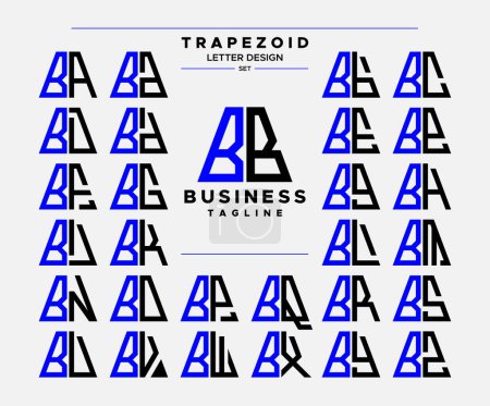Téléchargez les illustrations : Ligne moderne abstraite lettre trapézoïdale B BB logo ensemble de conception - en licence libre de droit