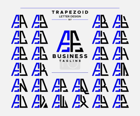 Ilustración de Línea moderna abstracta trapezoidal letra F FF logo diseño conjunto - Imagen libre de derechos