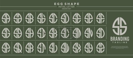 Colección de huevo de alimentos forma letra inicial S SS logo design