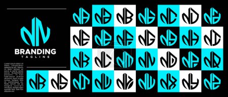 Moderne abstrait lettre initiale N NN logo timbre ensemble