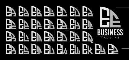 Einfache Linie Quadrantenkreis Buchstabe E EE Logo Design Bundle