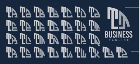 Paquete de letra abstracta de cuarto de círculo T TT logo design