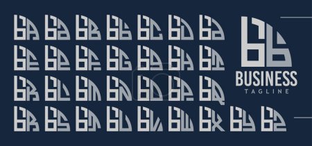 Téléchargez les illustrations : Lot de quart de cercle lettre minuscule B BB logo design - en licence libre de droit