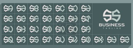 Forma abstracta geométrica letra S SS logo vector conjunto