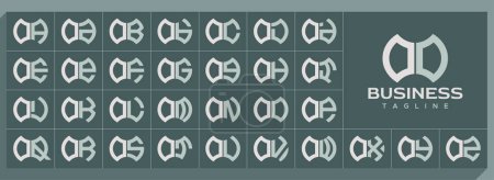 Forma geométrica letra O OO logo, número 0 00 vector conjunto