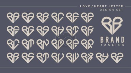 Linie Herz Liebe Buchstabe B BB Logo Design Bundle
