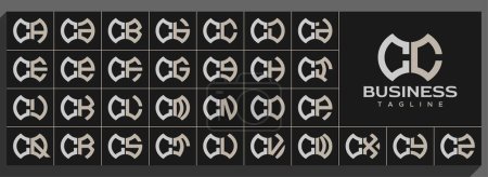 Set of modern line abstract letter C CC logo design