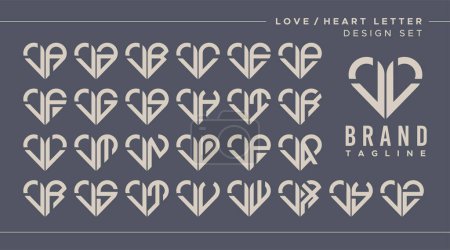 Line heart love letter J JL logo design bundle