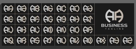 Conjunto de línea moderna abstracta letra A AA logo design
